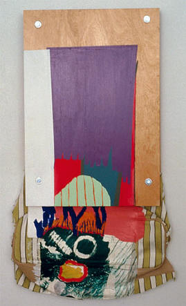 1991 Paint, plywood, cloth, paper, litho print on paper, hardware 32 x 17 in 81.3x43.2cm